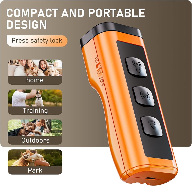 Eorery 2 Pack Dog Bark Deterrent Devices, Rechargeable Anti-Barking Device for Dogs, 50ft Long-Range Ultrasonic, Correct Your Dog's Bad Behavior at the Push of a Button,Suitable for Small, Medium, Large Dogs - Image 3